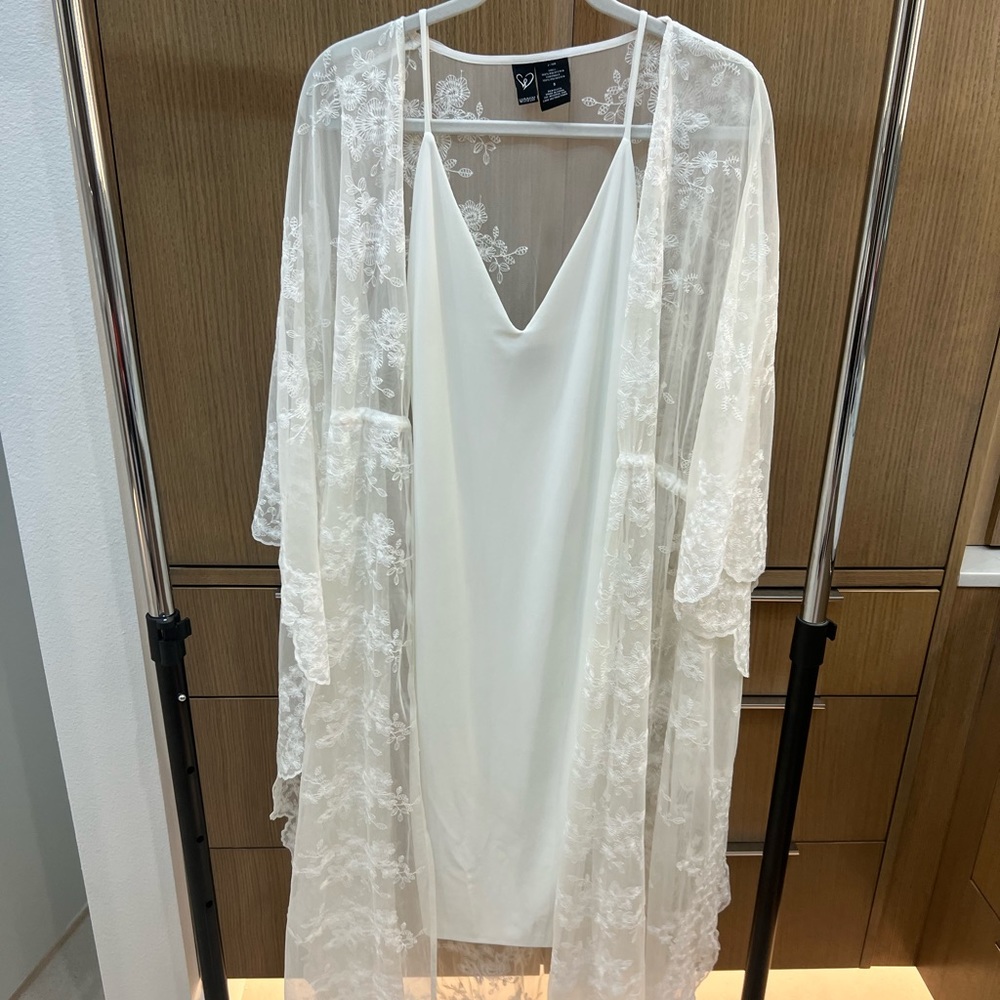 Windsor White dress with sheer cardigan